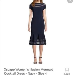 Xscape illusion mermaid cocktail dress
